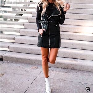 Storets Eva Biker Black Faux Leather Mini Dress